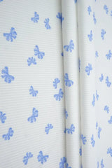1 Yard Bow Print 2x2 Rib Knit Fabric Cotton Feel Stretch Polyester Spandex 58 Inch for Apparel