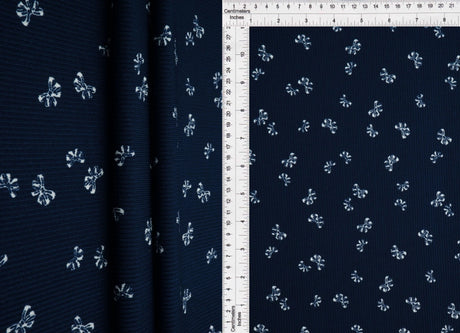 1 Yard Bow Print 2x2 Rib Knit Fabric Cotton Feel Stretch Polyester Spandex 58 Inch for Apparel