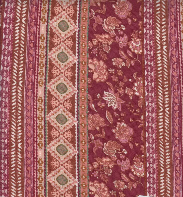 1 Yard Boho Stripe Brushed DTY Knit Fabric Polyester Spandex Lightweight 58 Inch