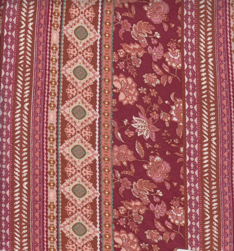 1 yarda de tela de punto DTY cepillada con rayas bohemias, poliéster spandex, ligera, 58/60 pulgadas de ancho