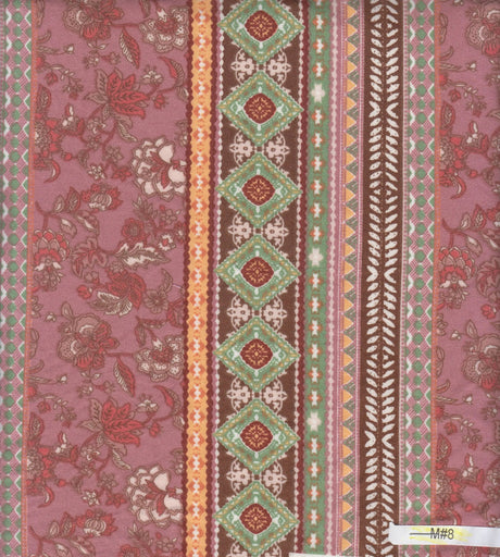 1 yarda de tela de punto DTY cepillada con rayas bohemias, poliéster spandex, ligera, 58/60 pulgadas de ancho