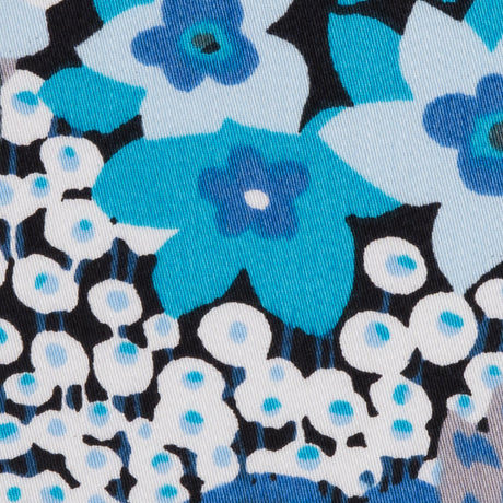 Blue/Gray Floral Combed Cotton Sateen