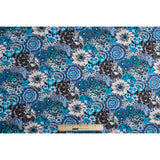 Blue/Gray Floral Combed Cotton Sateen