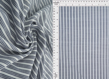 Triple Stripe Poplin Woven Fabric Poly Rayon Blend, 57/58" Wide