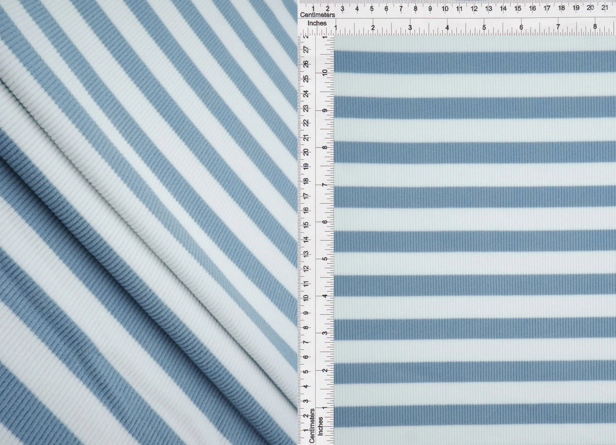 1 Yard 2x2 Cool Cotton Stripe Fleece Rib Knit Fabric, 50/52? Wide Polyester Spandex Blend