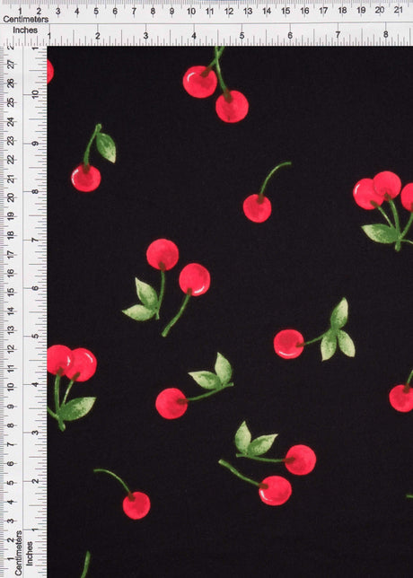 Cherry Print DTY Brushed Knit Fabric