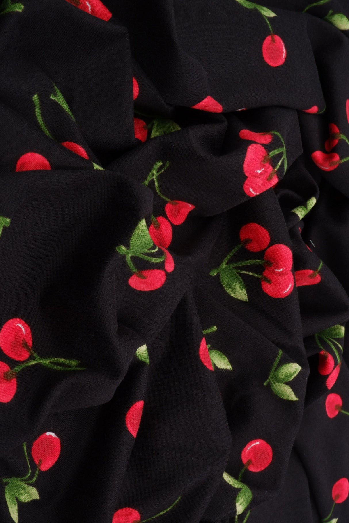 Cherry Print DTY Brushed Knit Fabric