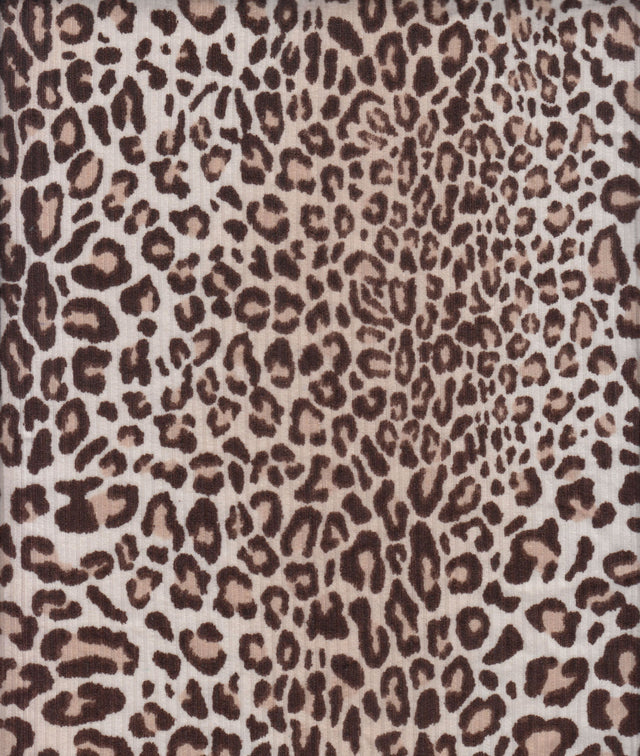 Leopard Print Ribbed Knit Fabric