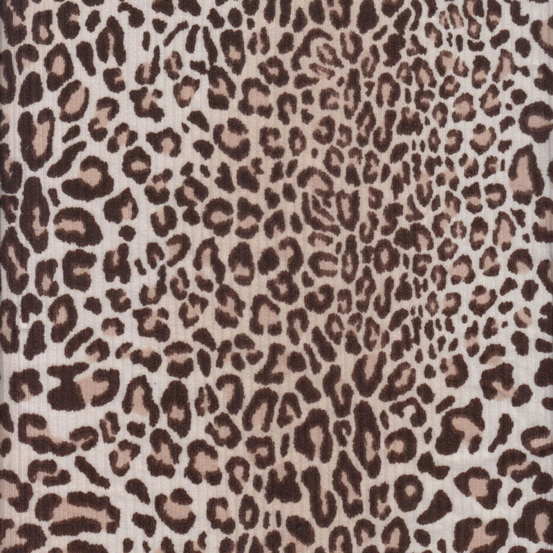 4x2 Rib Leopard Print Fabric 1 Yard Soft Stretch Knit Lightweight 58/60" Wide