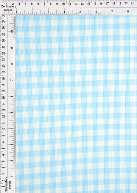 Gingham Print Rib Knit Fabric