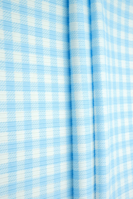 Gingham Print Rib Knit Fabric