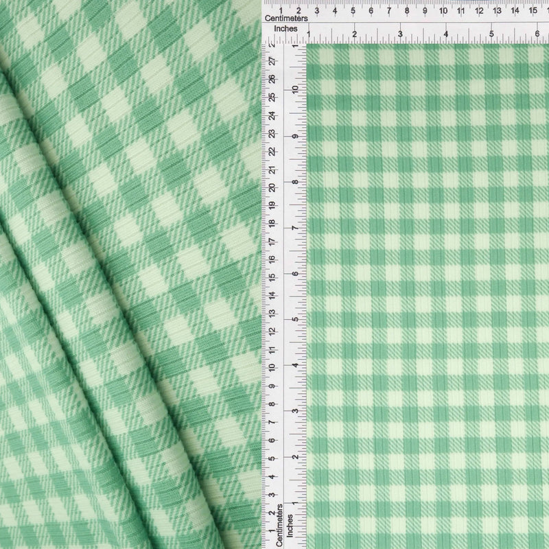 1 Yard 4x2 Yummy Rib Knit Fabric Gingham Print 58/60 Inches Wide