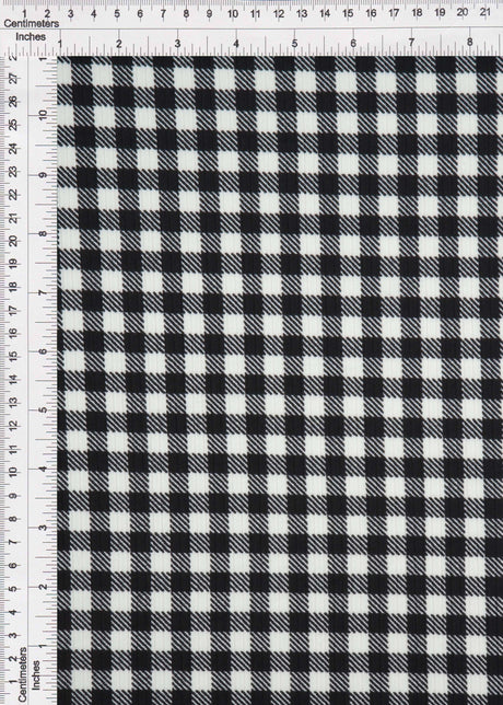 Gingham Print Rib Knit Fabric