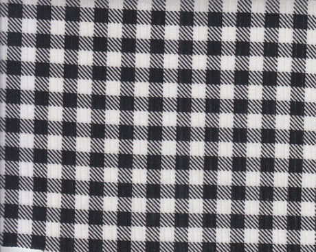 Gingham Print Rib Knit Fabric