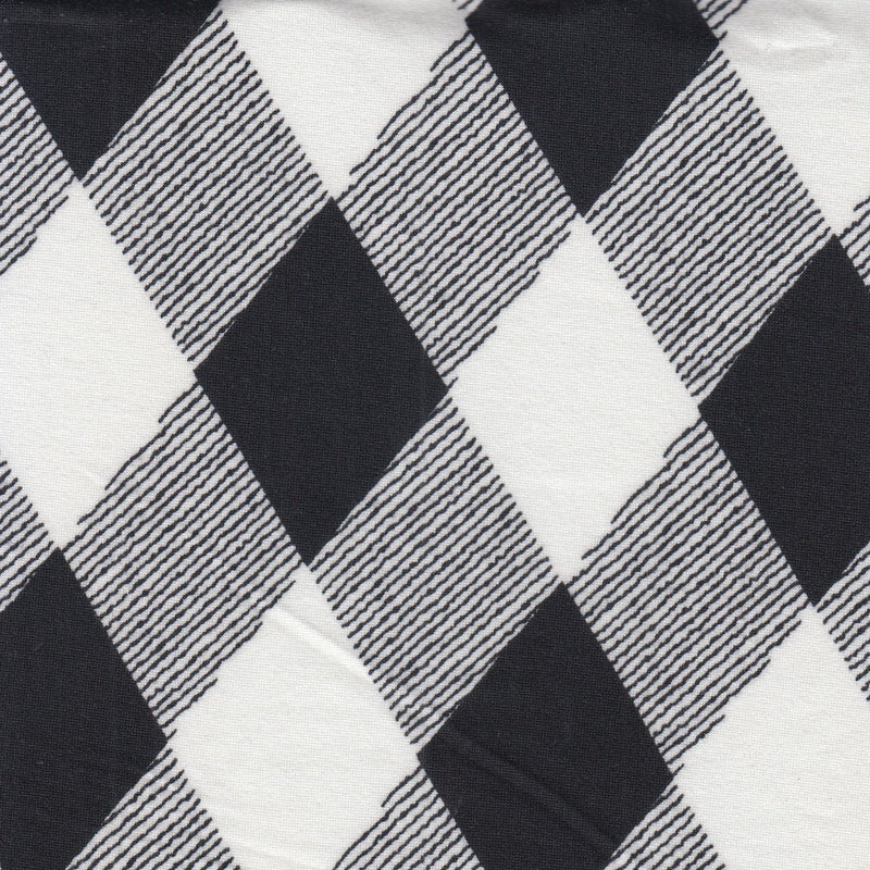 Checkered Brushed Knit Fabric Black