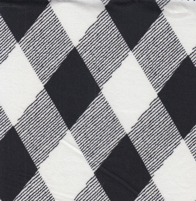 Checkered Brushed Knit Fabric Black