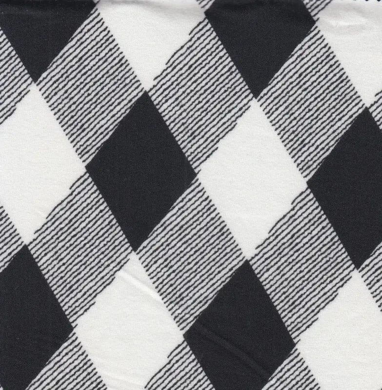 1 Yard Lightweight Brushed Checkered Print DTY Knit Fabric Polyester Spandex 58 Inch Wide for Sewing