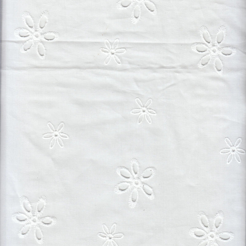 1 Yard Embroidery Flower Cotton Lawn, Eyelet Fabric, 58/59'' Wide 100% Cotton