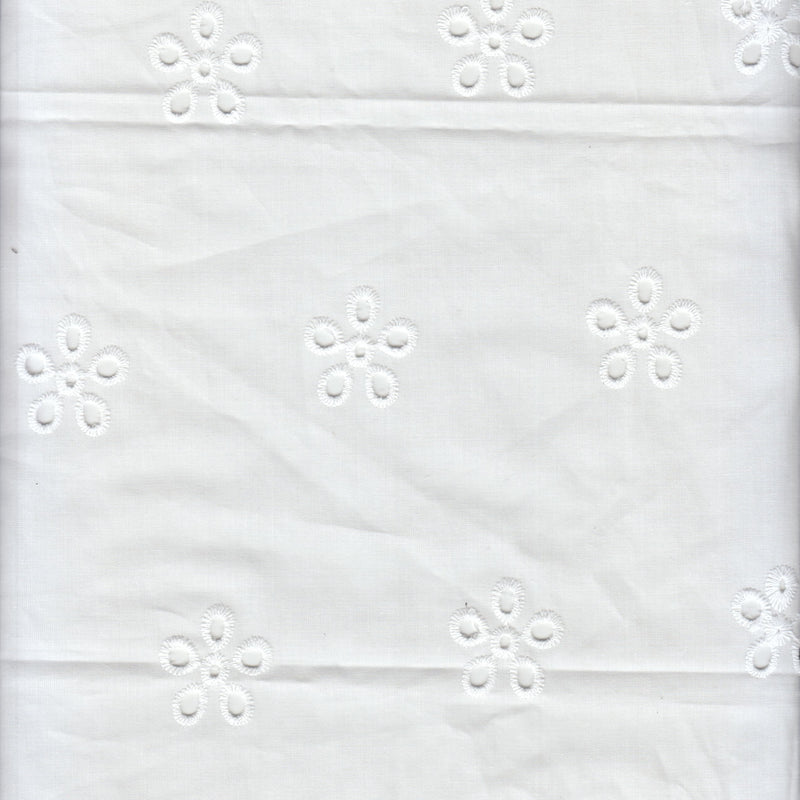 Embroidered Floral Cotton Lawn Eyelet Ivory