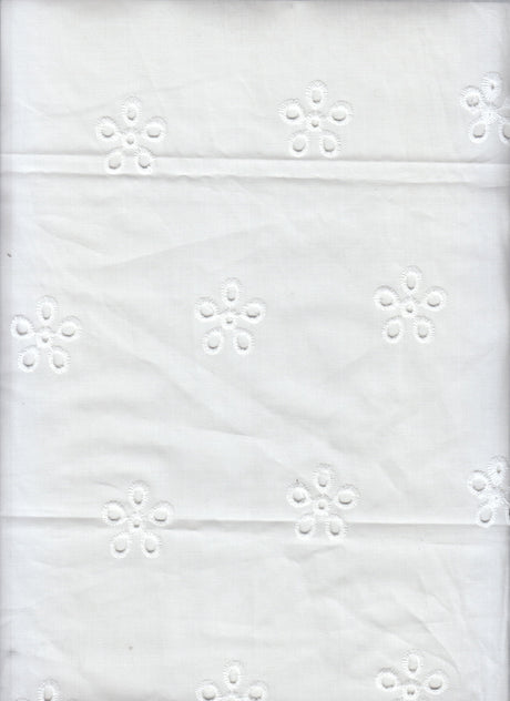 Embroidered Floral Cotton Lawn Eyelet Ivory