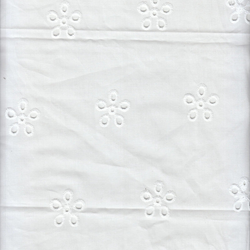 1 Yard Embroidery Flower Cotton Lawn / Eyelet Fabric, 58/59'' Wide 100% Cotton