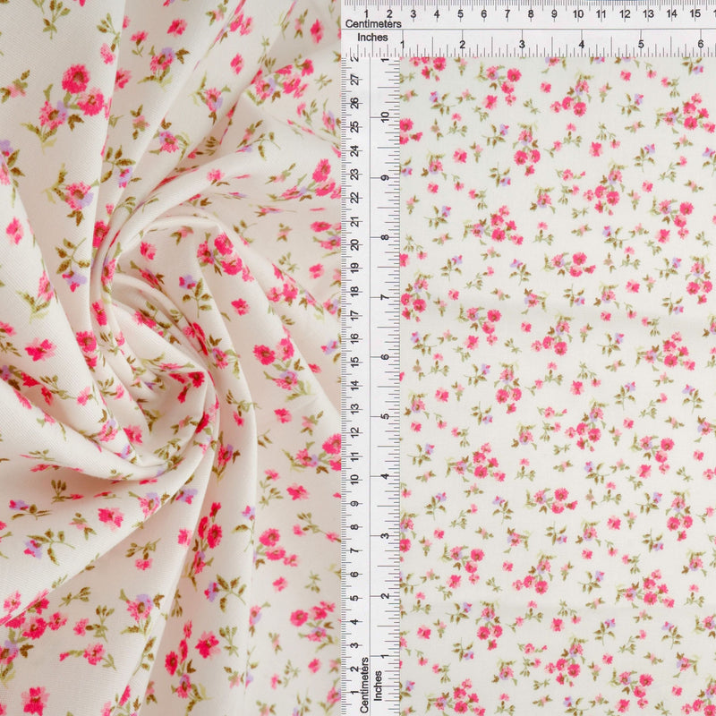 Floral Stretch Poplin Pink Hot