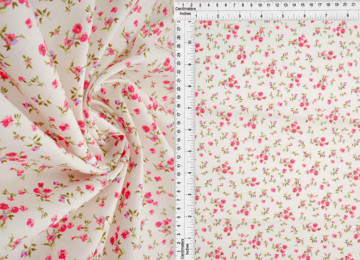 1 Yard Stretch Poplin Ditsy Print Fabric, 57/58? Wide Cotton Spandex Blend