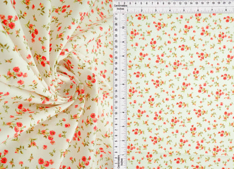 Floral Stretch Poplin Pink Hot