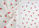 Tela de popelina elástica con estampado de cerezas, algodón con spandex tejido, 57/58" de ancho