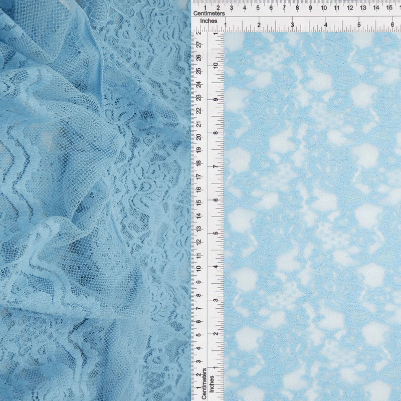 Floral Double Border Lace Fabric 95% Nylon 5% Spandex Stretch Material 57/58 Inches Wide