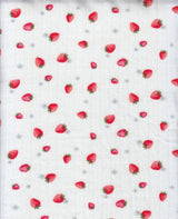 1 Yard 93% Polyester 7% Spandex Cotton-Style Pointelle Strawberry Print Fabric 58/60" Width