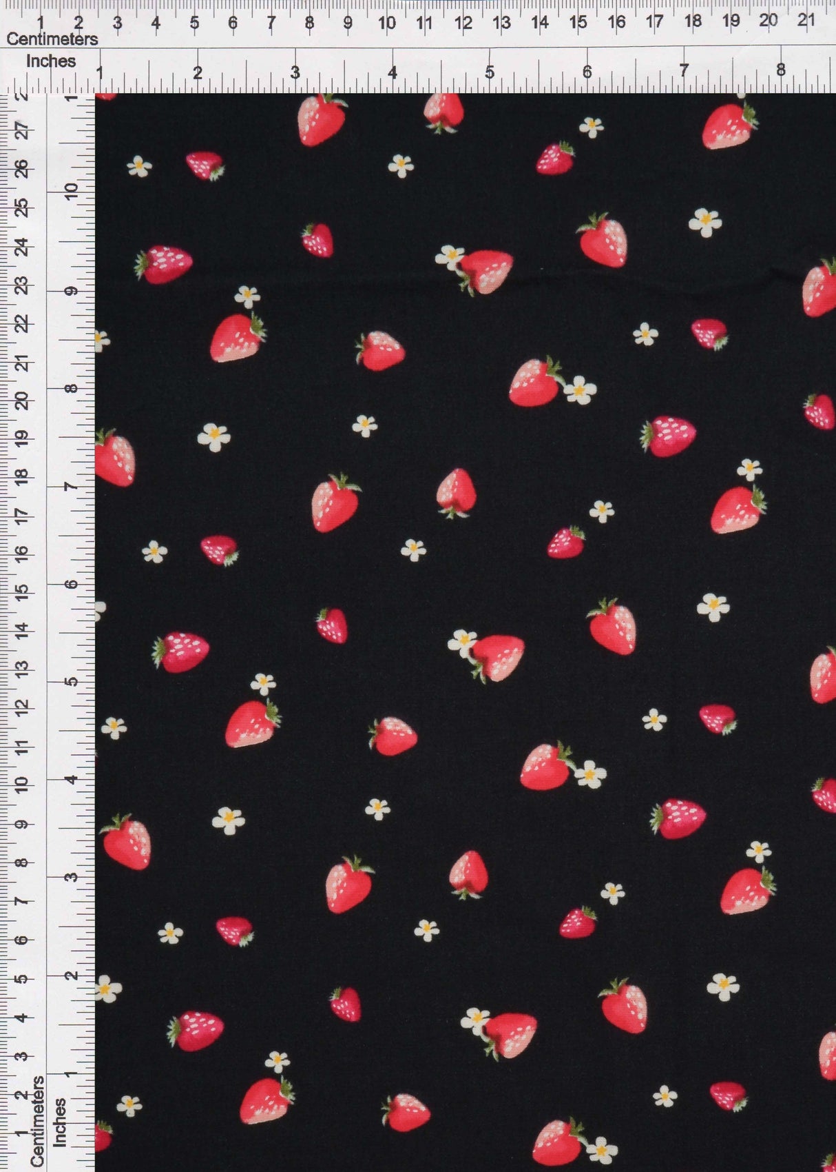 Strawberry Print Stretch Poplin Fabric