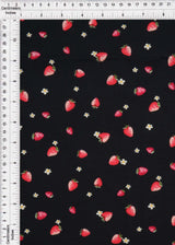 1 Yard Stretch Poplin Strawberry Print Fabric, 57/58? Wide Cotton Spandex Blend