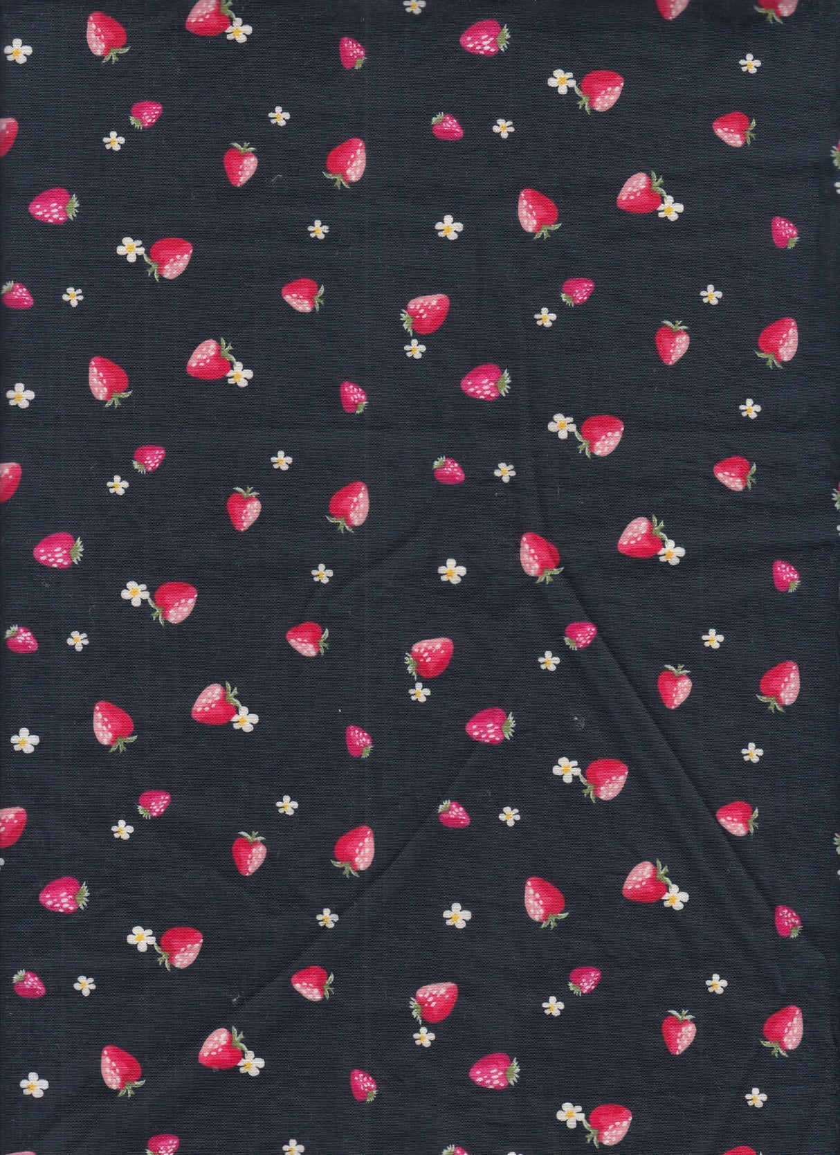 Strawberry Print Stretch Poplin Fabric