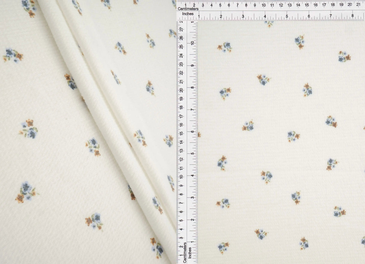 1 Yard Knit Gauze Ditsy Print Fabric 130 GSM, 52? Wide Polyester Cotton Spandex Blend