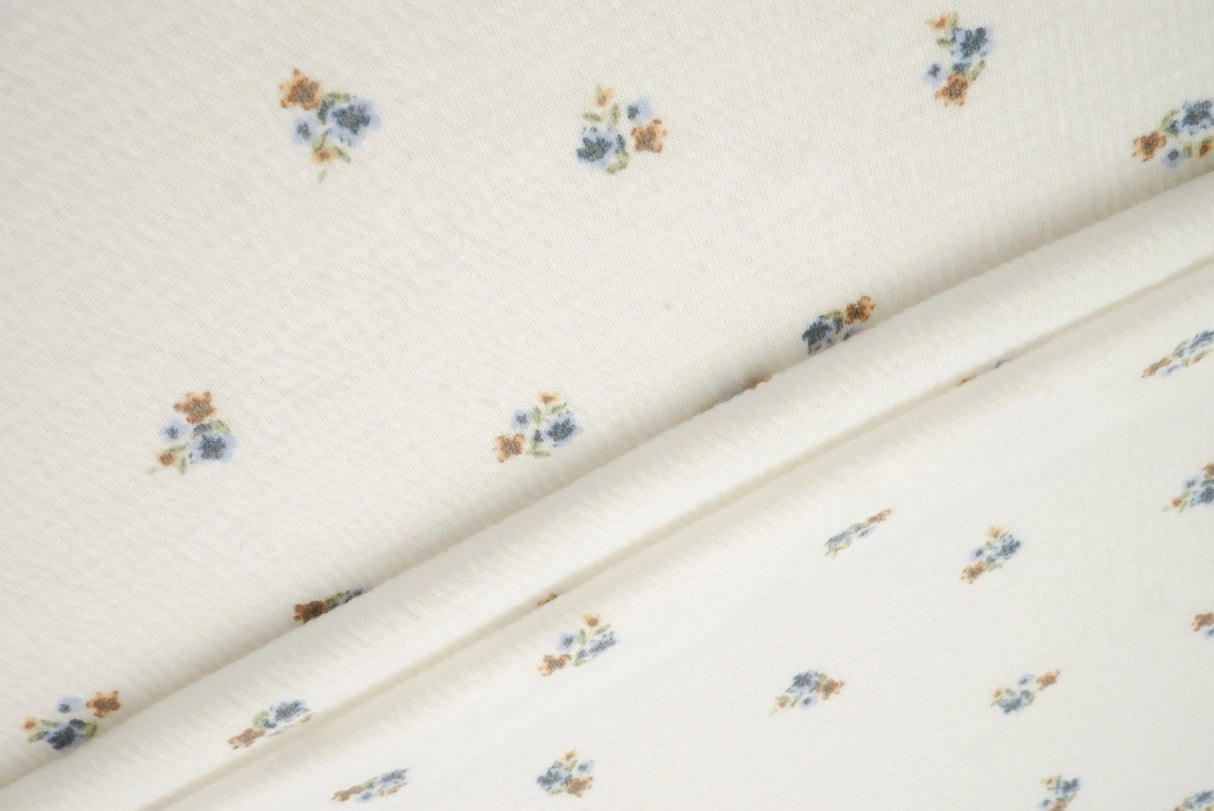 1 Yard Knit Gauze Ditsy Print Fabric 130 GSM, 52? Wide Polyester Cotton Spandex Blend