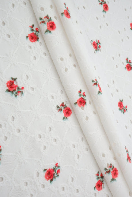 1 Yard DTY Knit Jacquard Ditsy Eyelet Print Fabric 190 GSM Polyester Spandex Blend 58/60" Width
