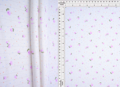 Pointelle Ribbed Knit Lavender Floral