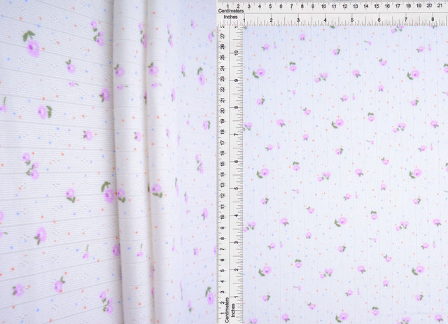 Pointelle Ribbed Knit Lavender Floral