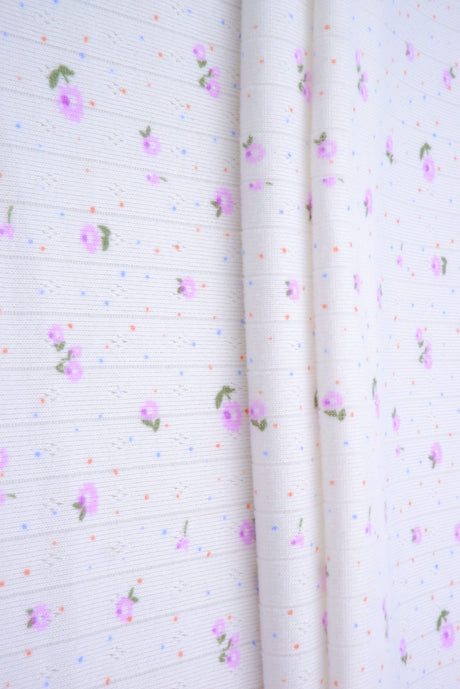 Pointelle Ribbed Knit Lavender Floral