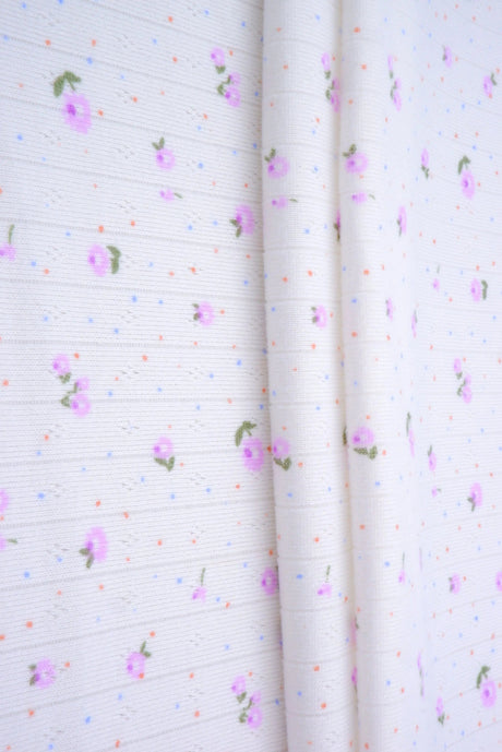1 Yard Cotton Style Pointelle Ditsy Print Fabric 220 GSM Poly Spandex Knit 58/60" Width