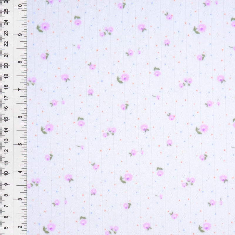 Ditsy Floral Pointelle Ribbed Knit Fabric 58/60" Wide – 220 GSM