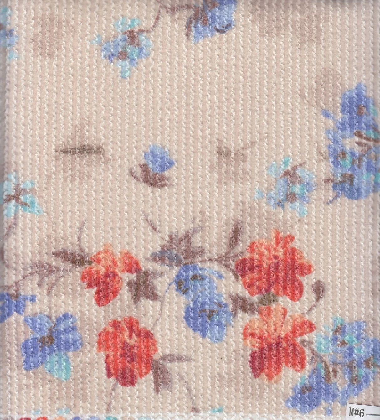 1 Yard Double Knit Cozy Floral Print Fabric 77% Polyester Rayon Blend 56/57 Inch Width