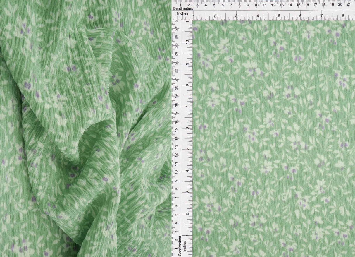 Crinkle Knit Floral Print Fabric Stretch Polyester Blend 58/59" Wide