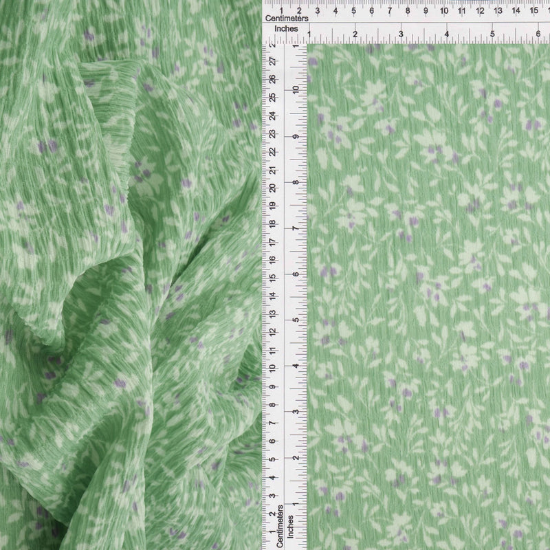 Floral Crinkle Woven Fabric Sage