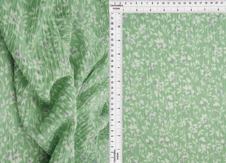 Floral Crinkle Woven Fabric Sage