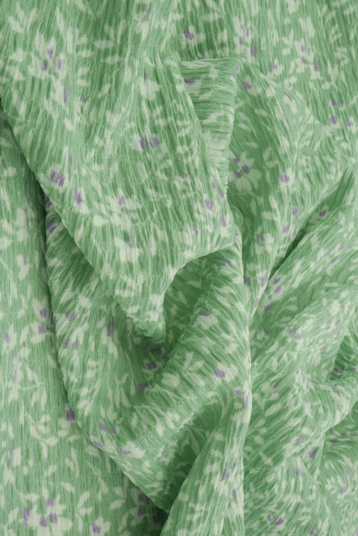 Crinkle Knit Floral Print Fabric Stretch Polyester Blend 58/59" Wide