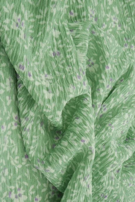 Crinkle Knit Floral Print Fabric Stretch Polyester Blend 58/59" Wide