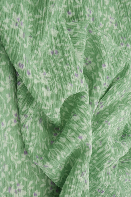 Floral Crinkle Woven Fabric Sage