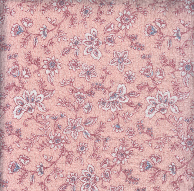 Floral Textured Knit Peach Fabric